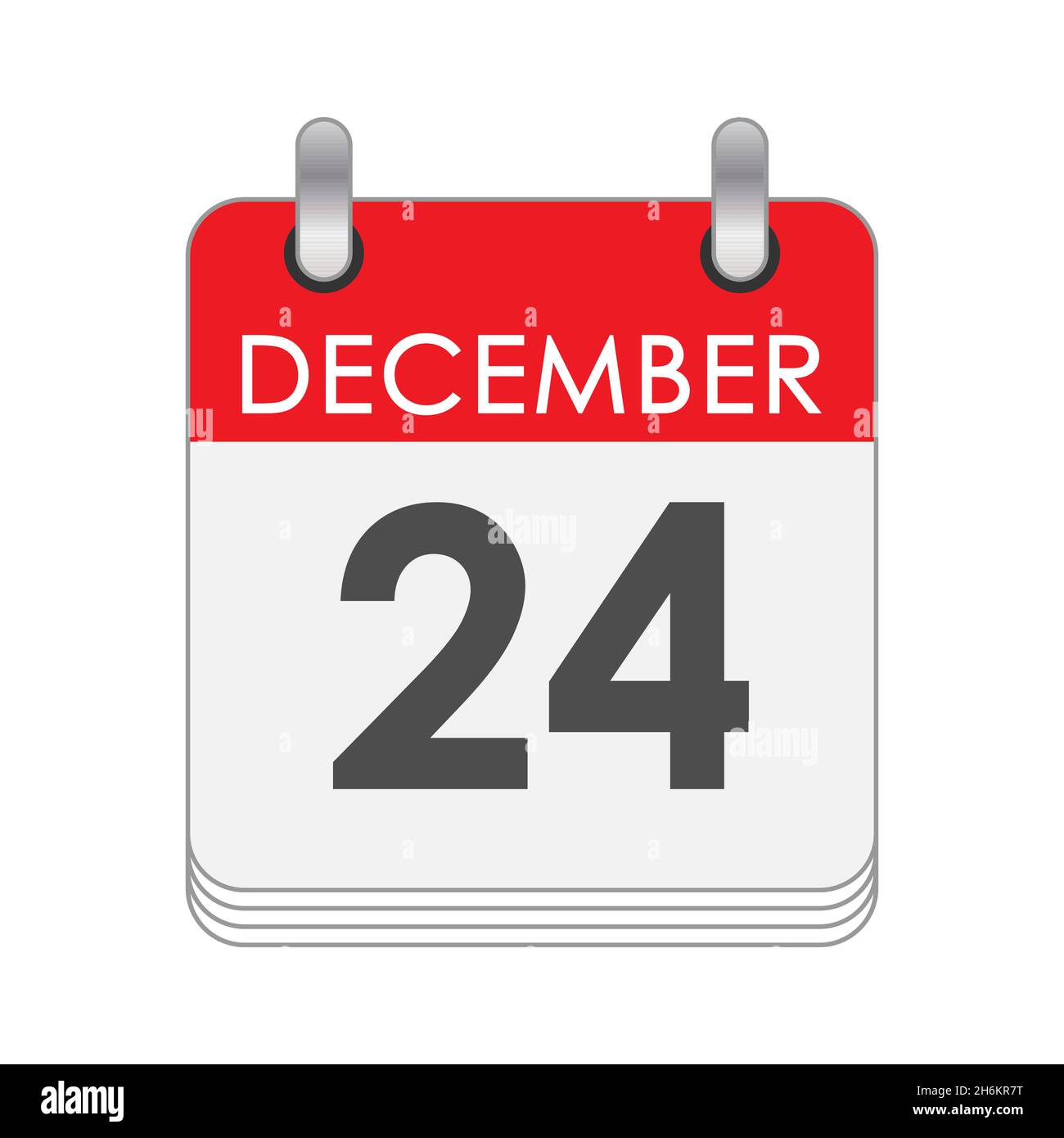 December 24. A leaf of the flip calendar with the date of December 24. Flat style Stock Vector