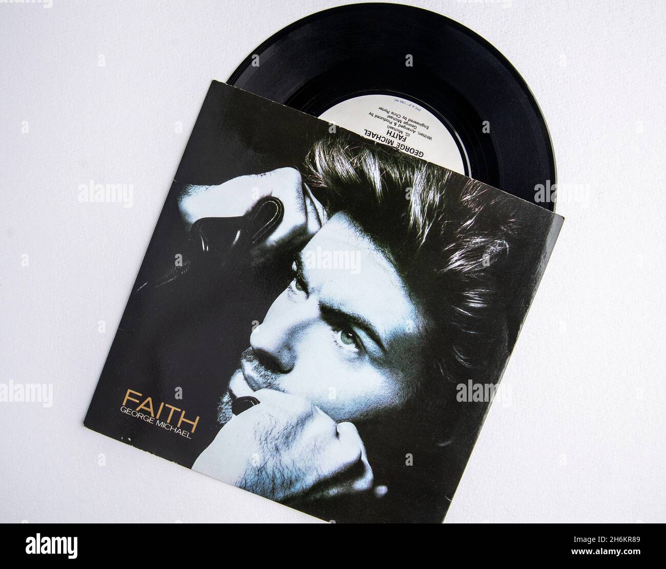 Seven inch vinyl picture cover and vinyl of the hit single Faith by George Michael, which was released in 1987 Stock Photo