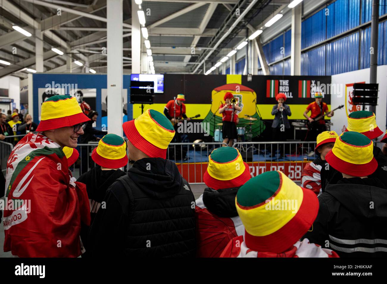 Ganton Stand Cardiff, UK. 16th Nov, 2021. Welsh fans underneath the Canton Stand ...