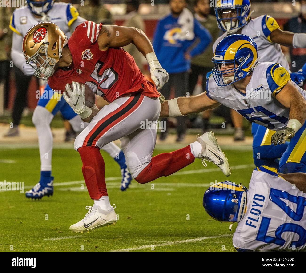 San Francisco 49ers wide receiver Ray-Ray McCloud III (3) runs against Los  Angeles Chargers linebacker Troy Reeder (42) during the first half of an NFL  football game in Santa Clara, Calif., Sunday