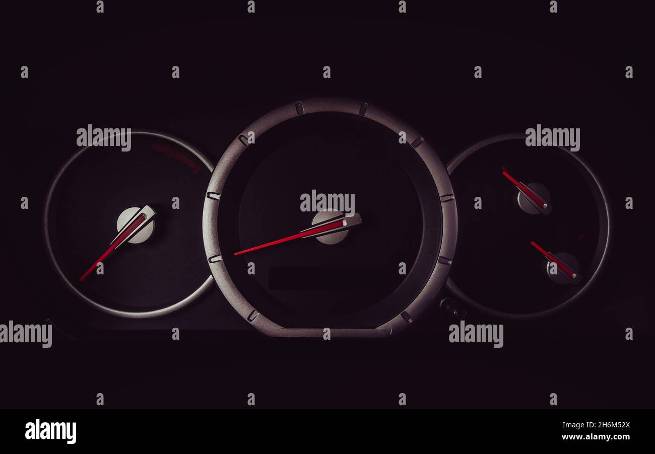 Three Circles That Make Up Gauges in Car Dashboard Stock Photo Alamy