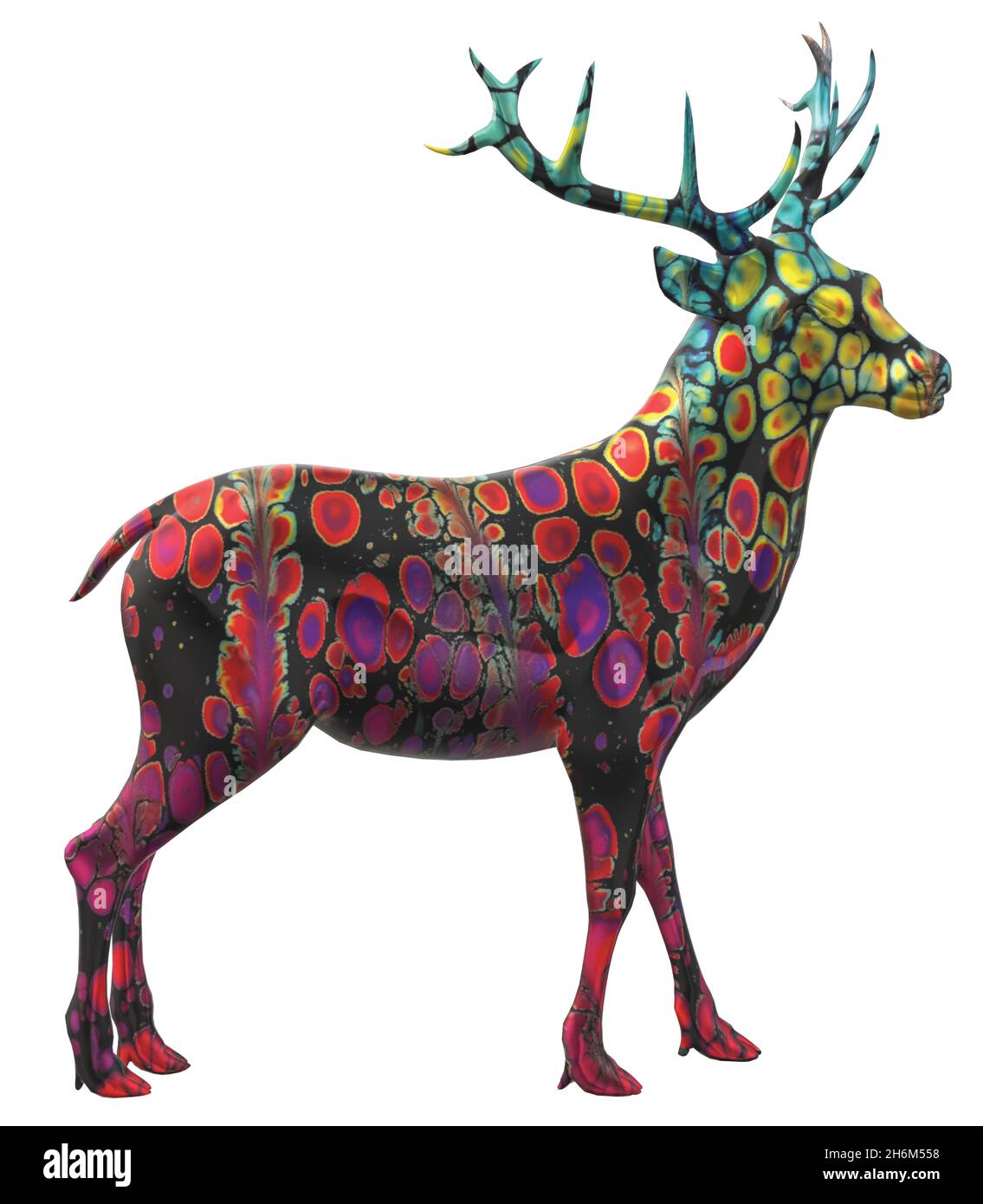 Reindeer Shiny Metal Abstract Painting Pattern Decoration Stock Vector