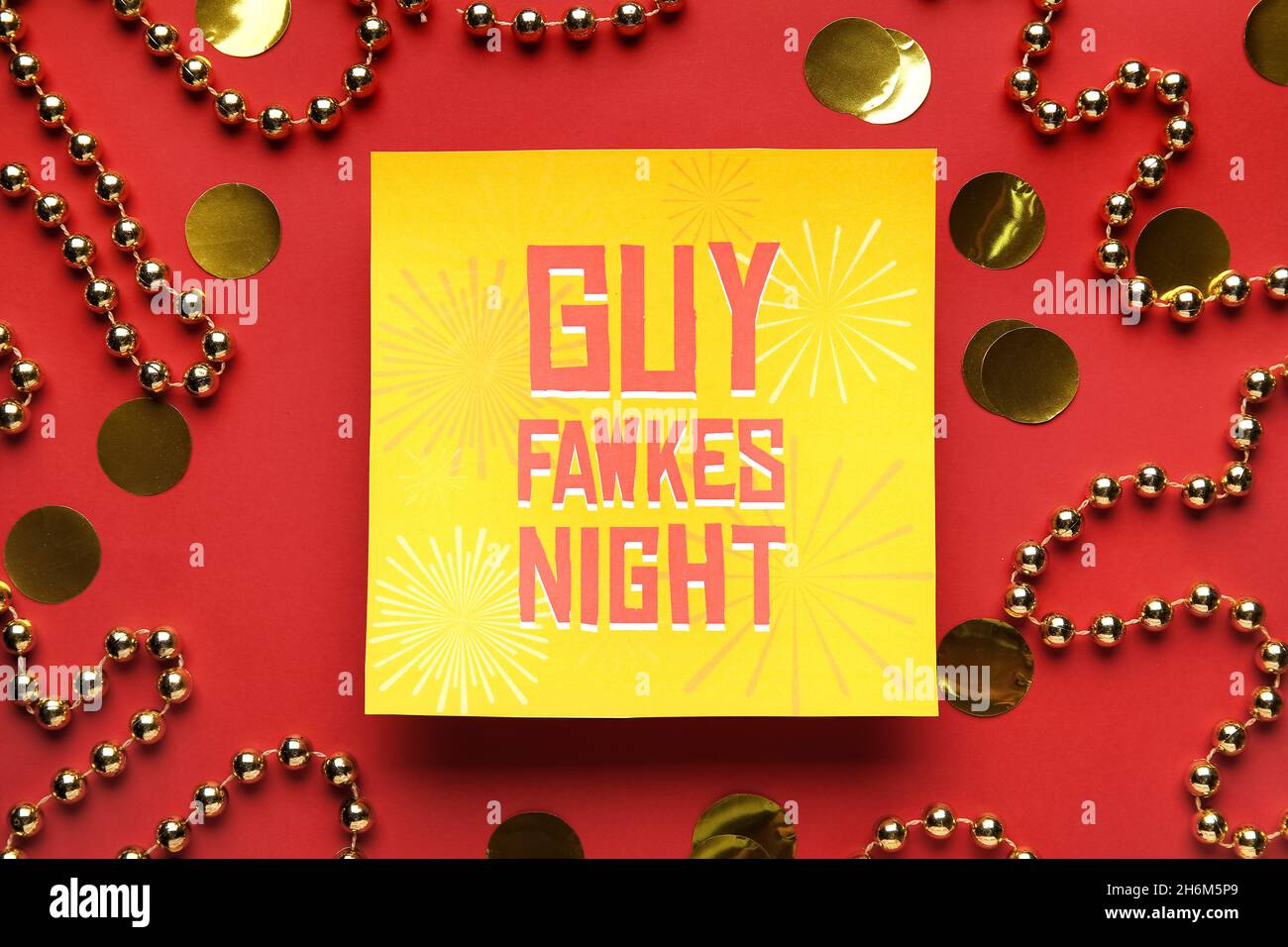 Beautiful greeting card for Guy Fawkes night on red background Stock ...