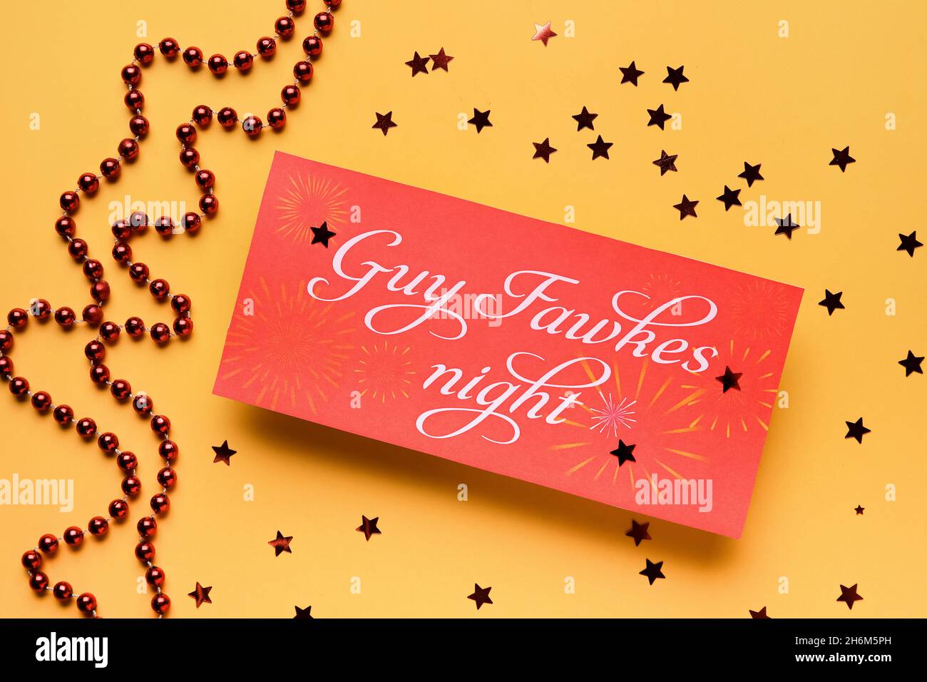 Beautiful greeting card for Guy Fawkes night on orange background Stock ...