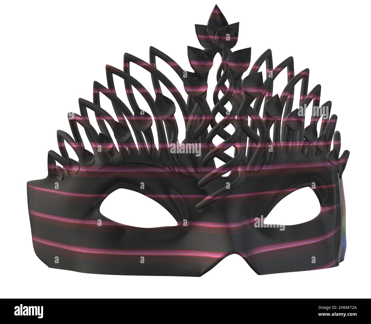 Black Red Horizontal Strips Shiny Metal Half Face Masquerade Ball