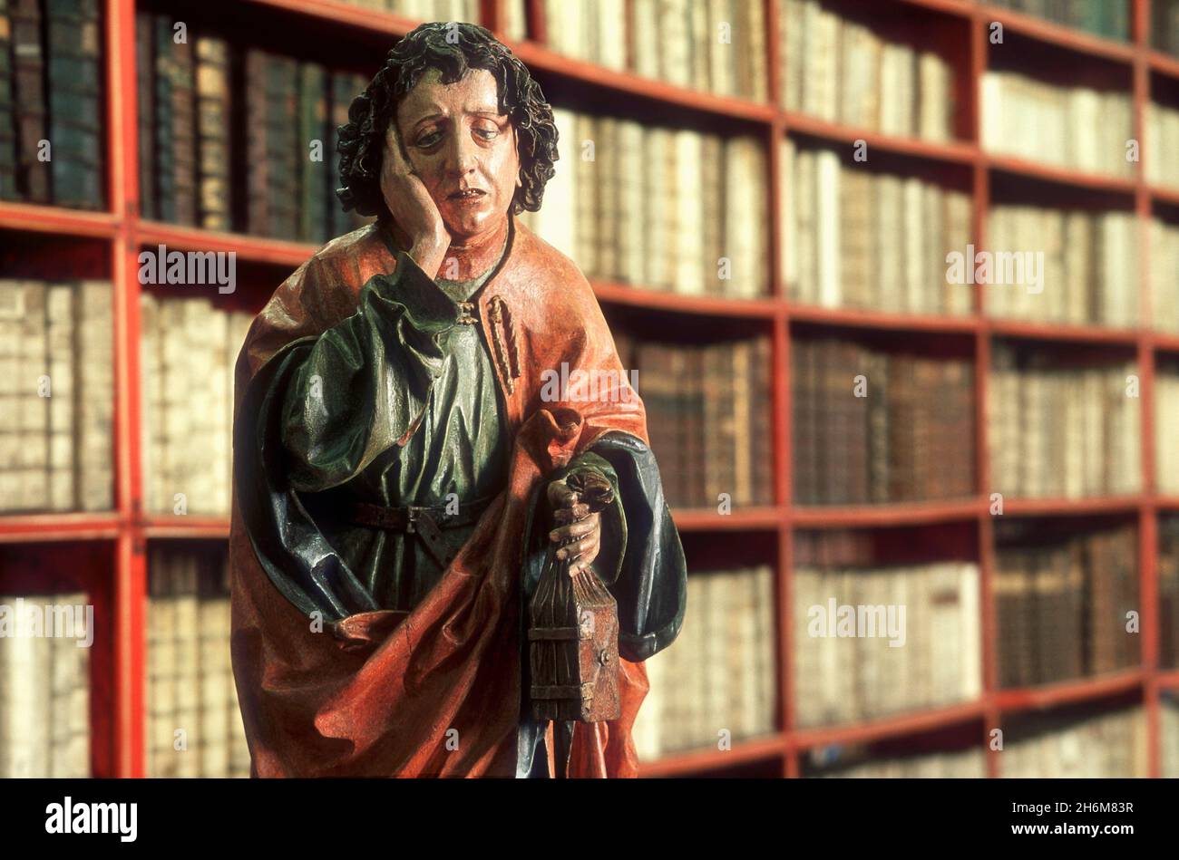 Statue inside the Library of Strahov Monastery, Prague, Czech Republic Stock Photo