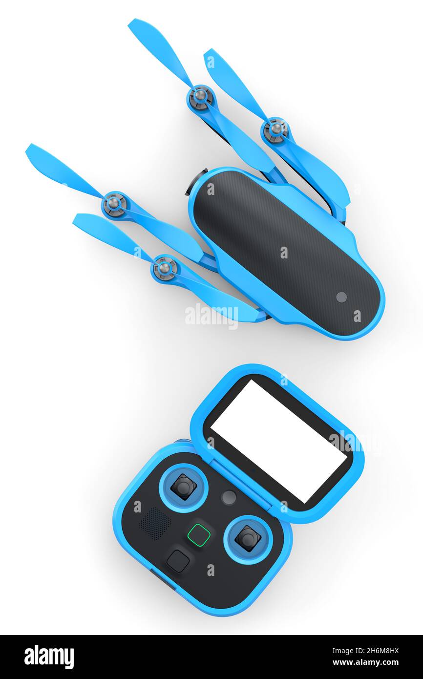 Photo and video drone or quad copter with action camera and remote on ...