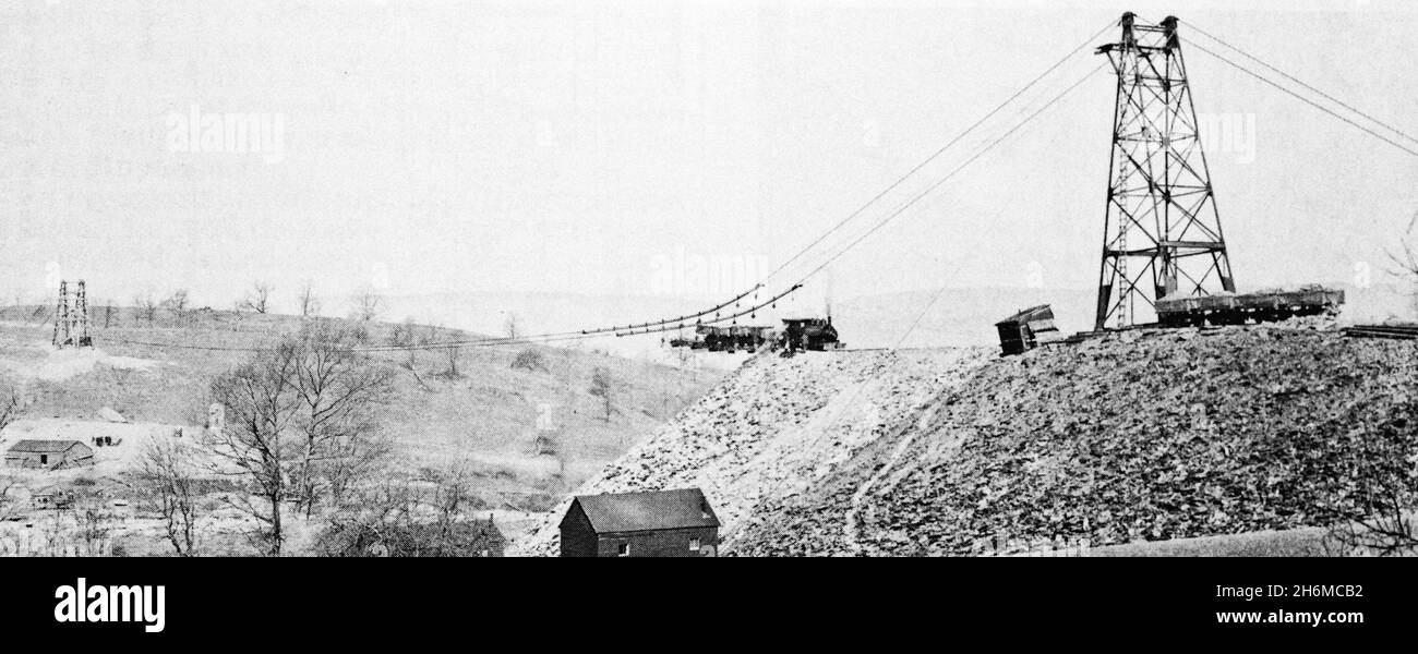 Lackawanna Railroad photo from March 1909. Construction of fill west of Blairstown, NJ on the Lackawanna Cut-Off Stock Photo