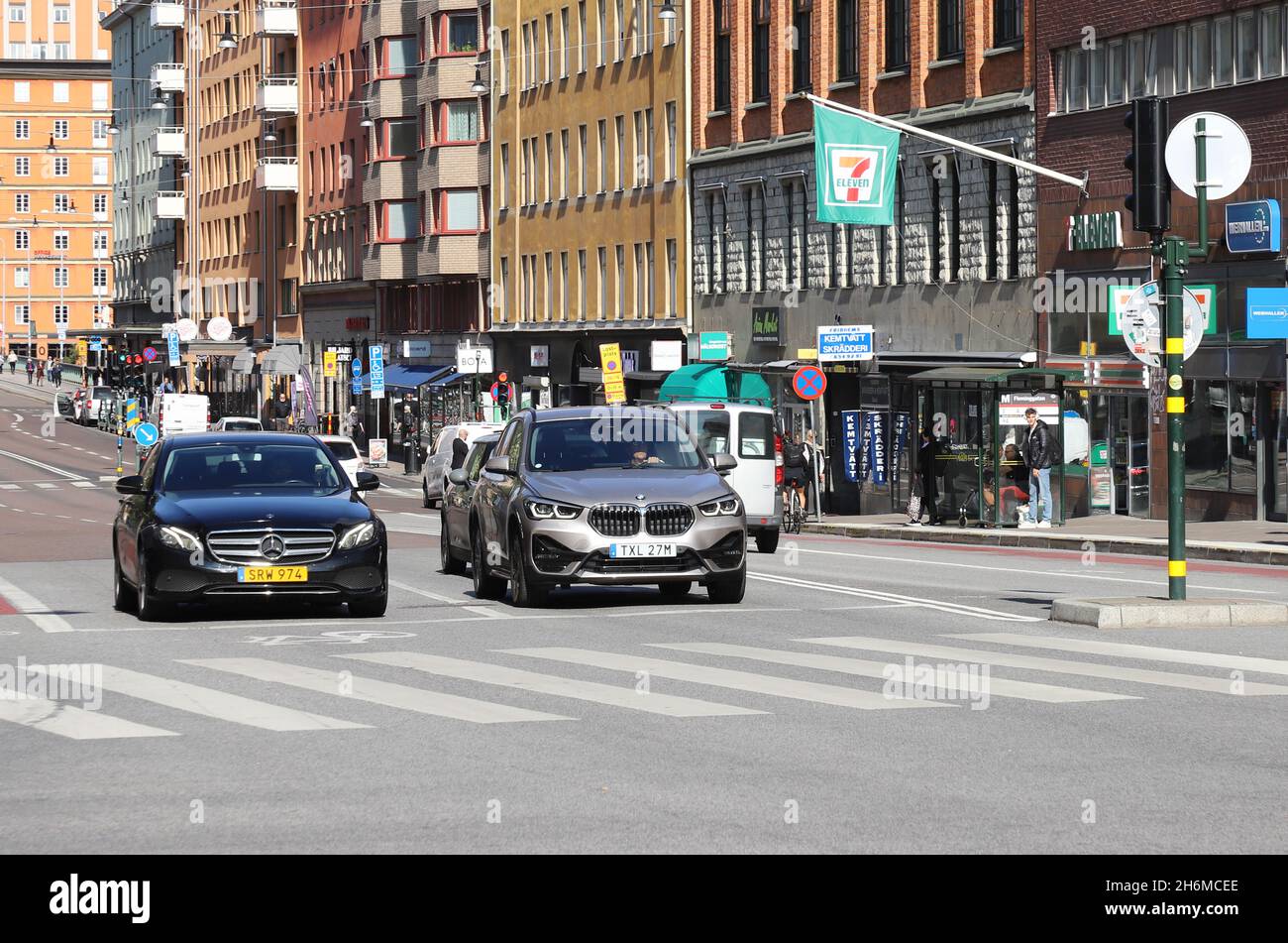 Stockholm, Sweden - September 2, 2021: Street view of the Sankt Eriksgatan street in the Kungsholmen district. Stock Photo