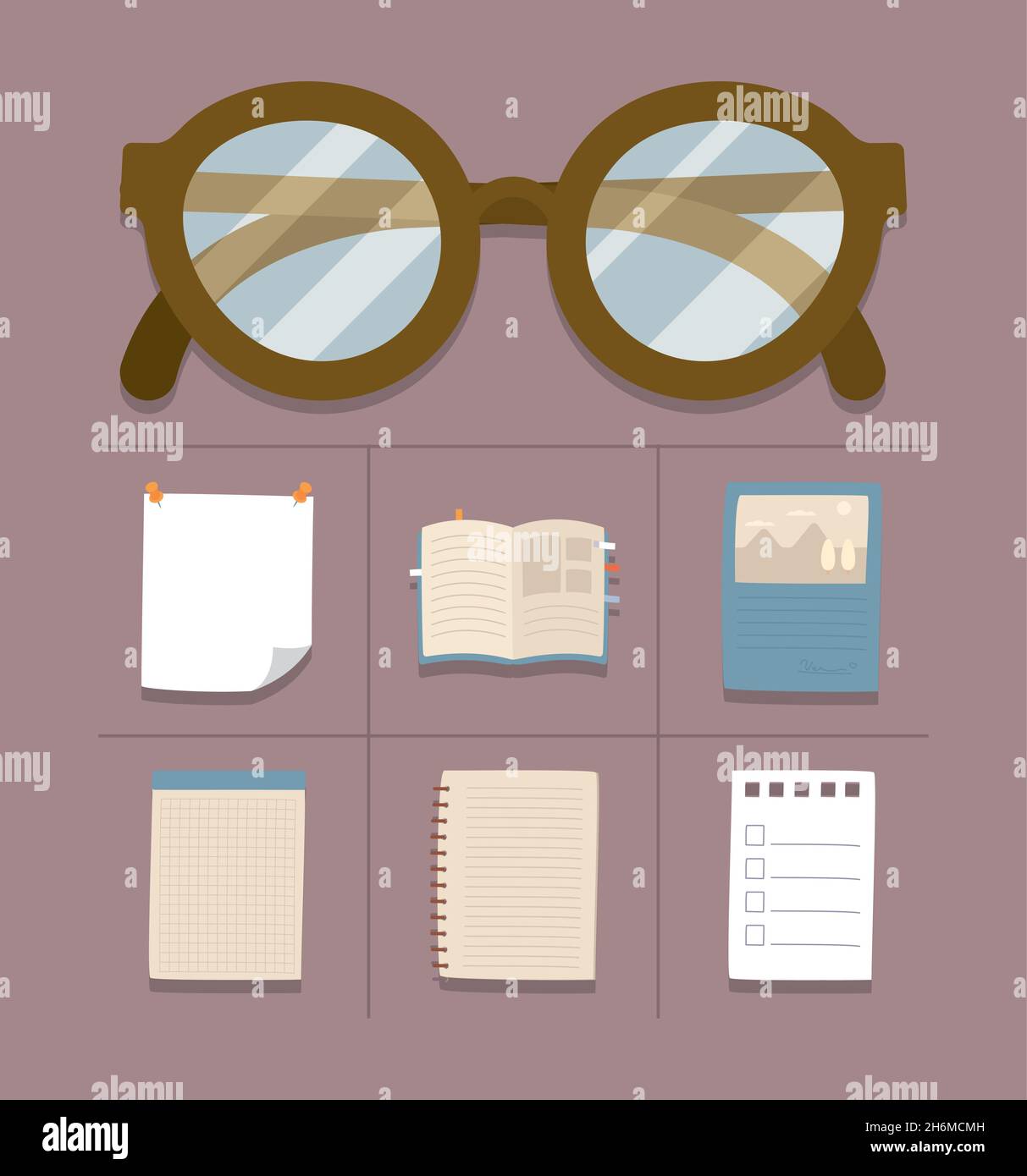 glasses and notepads icon set Stock Vector Image & Art - Alamy