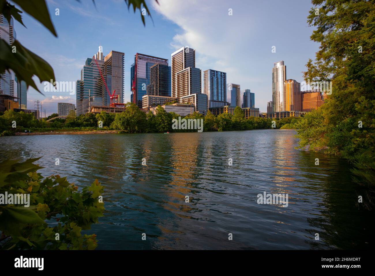 Austin skyline over the Colorado river, Texas Stock Photo - Alamy