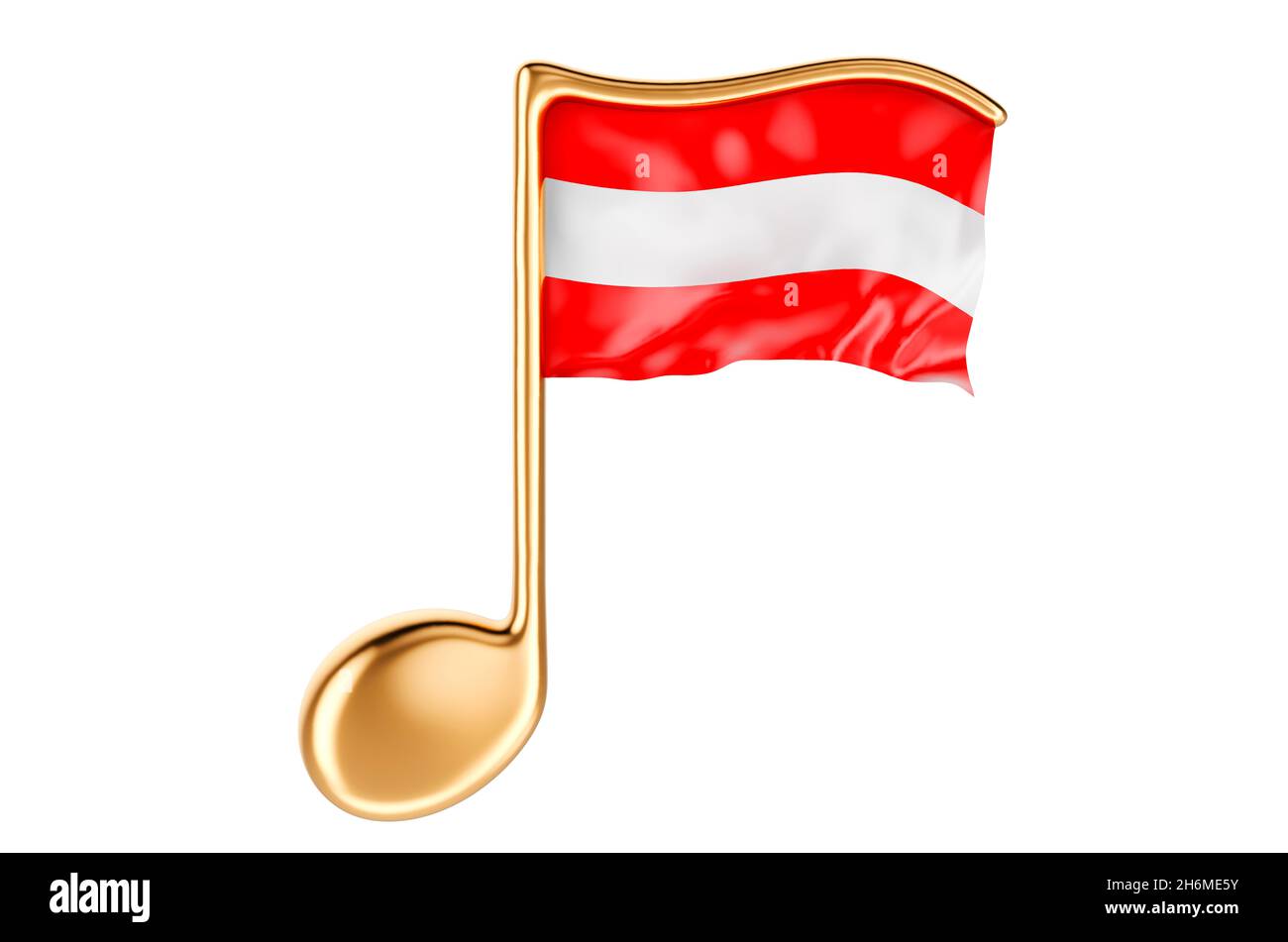 Musical note with Austrian flag. Music in Austria, concept. 3D ...