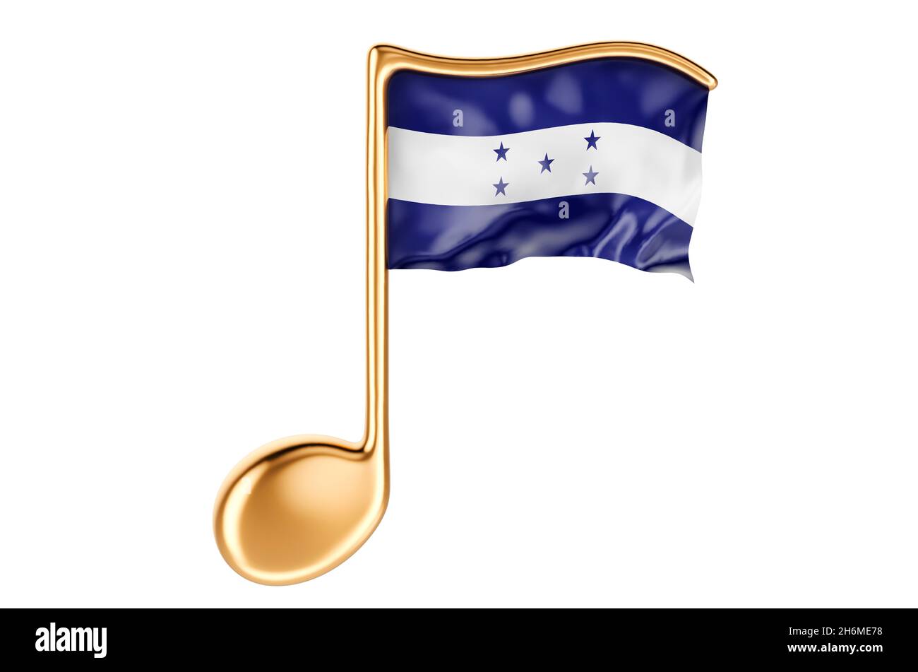 Musical note with Honduranian flag. Music in Honduras, concept. 3D