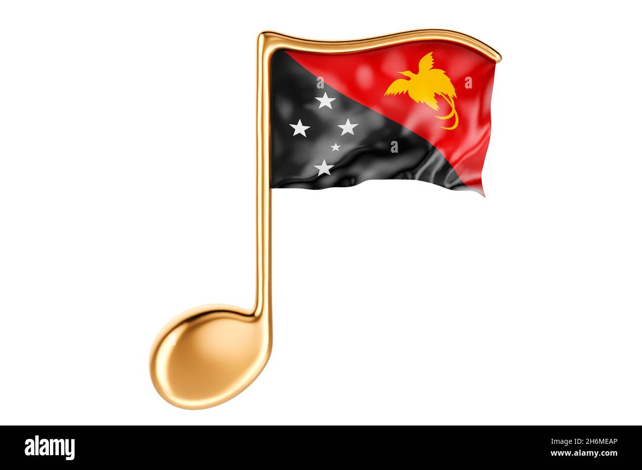 Musical note with Papuan New Guinean flag. Music in Papua New Guinea