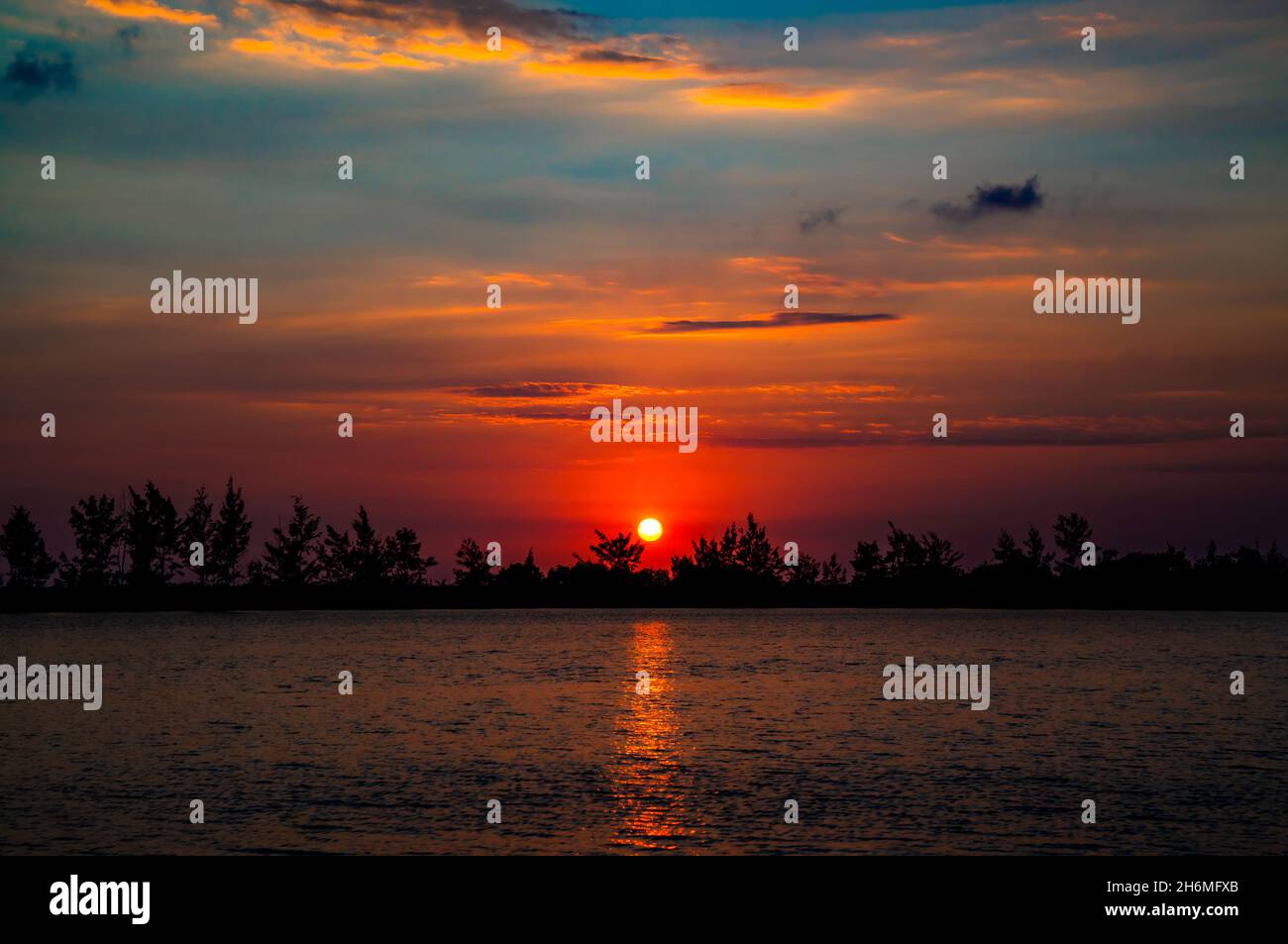 Amazing Sunset at Landingan, Sta Cruz, Zambales Stock Photo