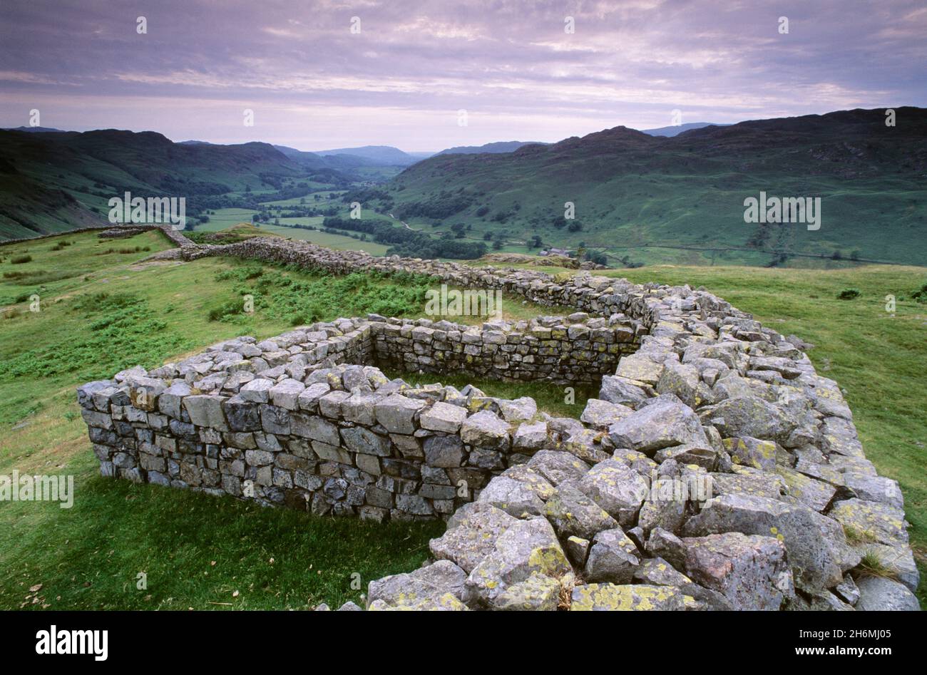 Hardknott Roman Fort ruins, Hardknott Pass, Cumbria, England, UK Stock Photo