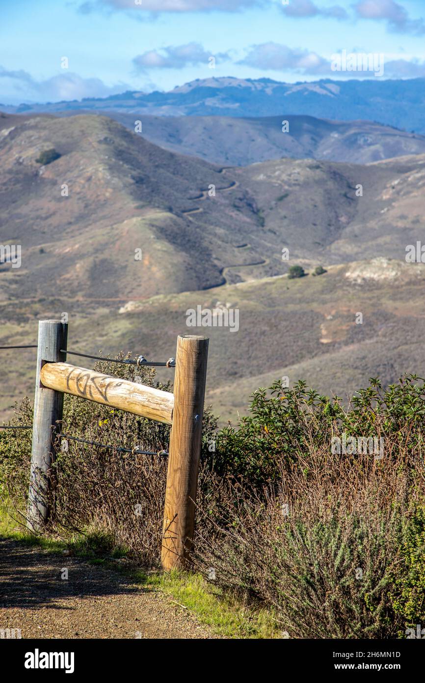 Marin Headlands is a beautiful natural area in the coastal peninsula of Marin County, California. It sits across the Golden Gate from San Francisco. Stock Photo