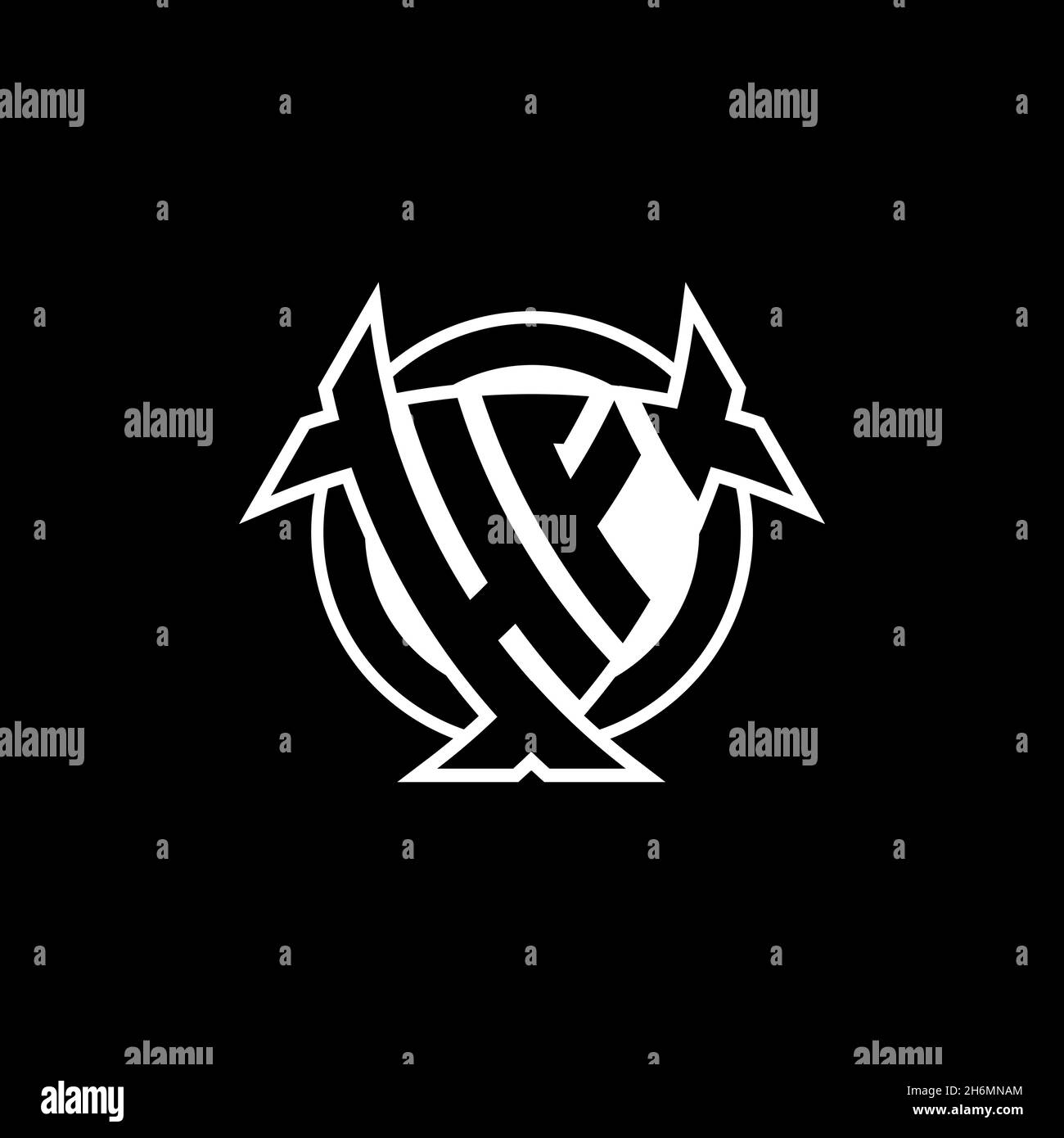 HF Monogram logo letter with triangle shield and circle shape style design on isolated background. Triangle monogram logo, shield monogram logo, trian Stock Vector