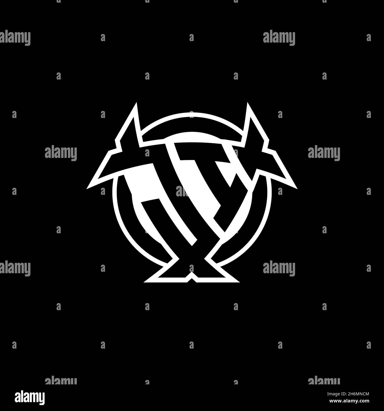 JI Monogram logo letter with triangle shield and circle shape style ...