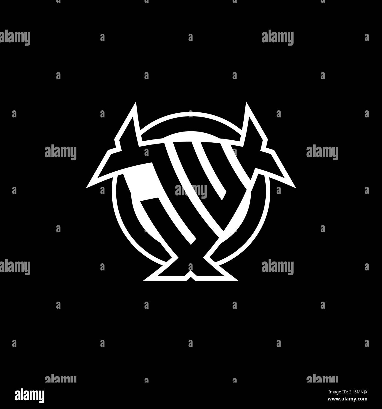 JU Monogram logo letter with triangle shield and circle shape style ...