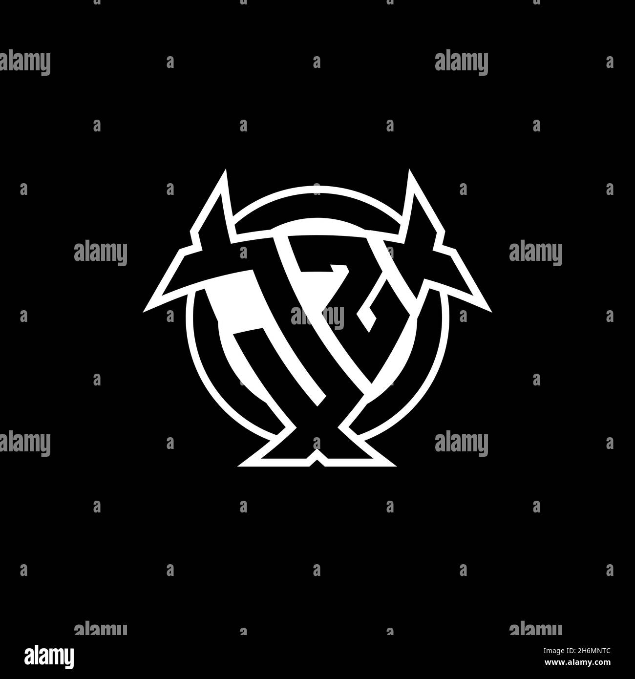 JZ Monogram logo letter with triangle shield and circle shape style ...