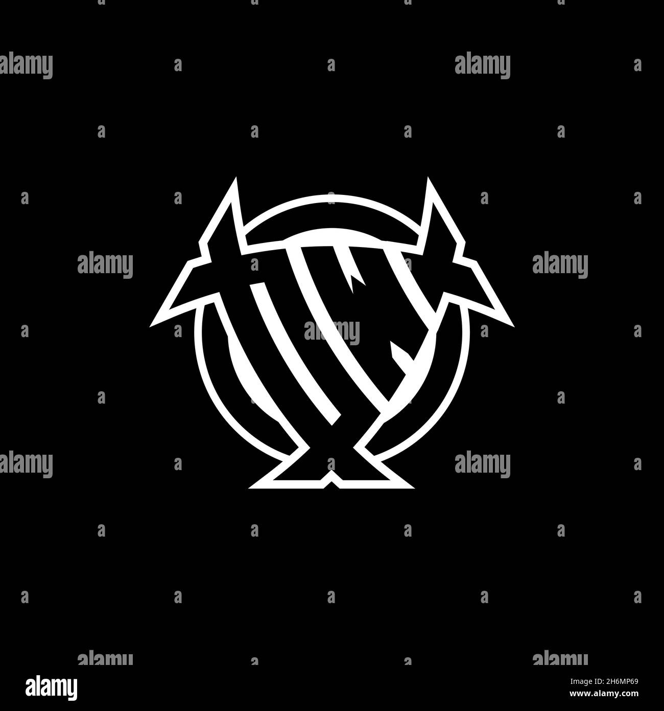 OW Monogram logo letter with triangle shield and circle shape style ...