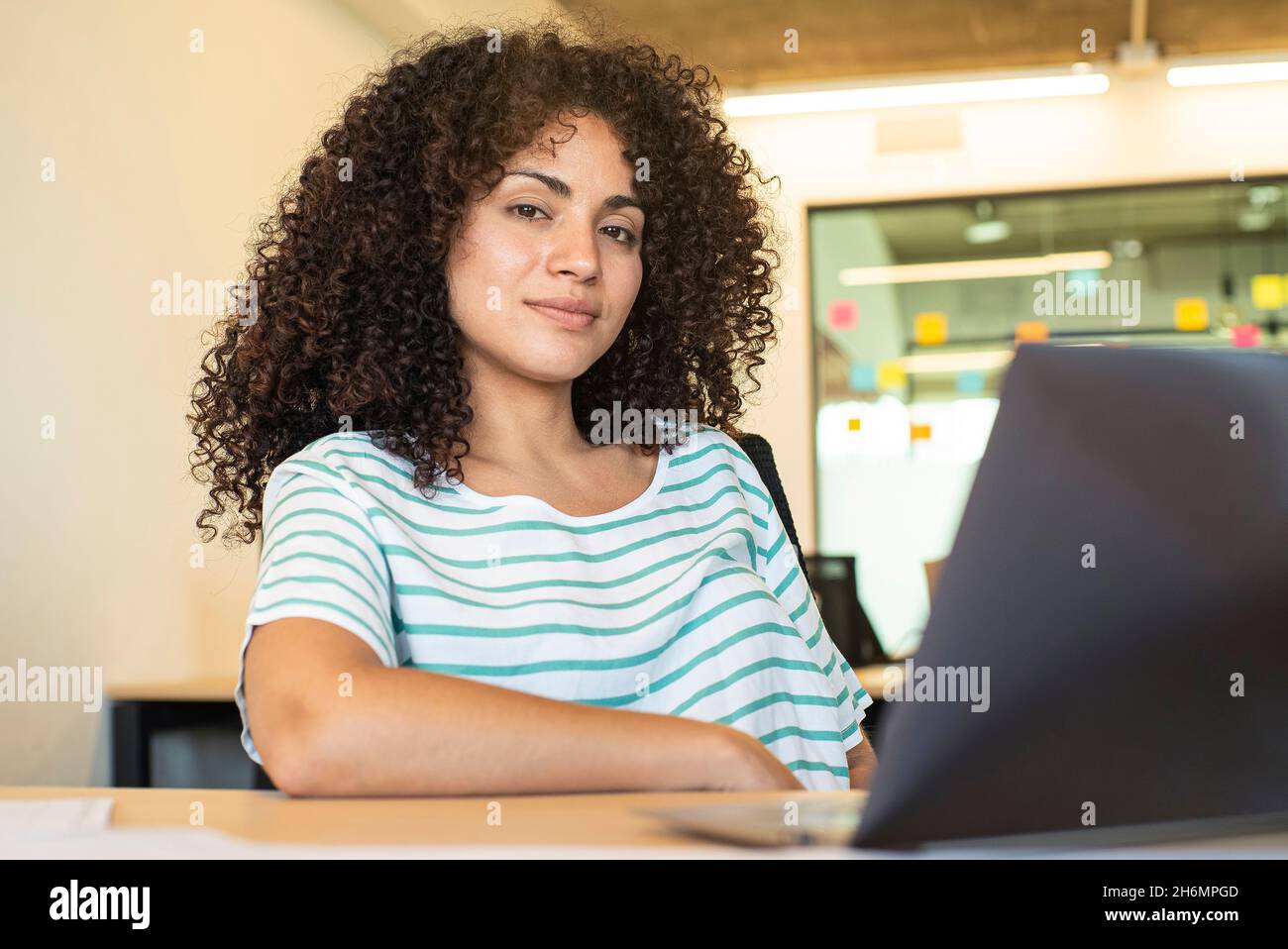 Portrait of smiling businesswoman working in office Stock Photo