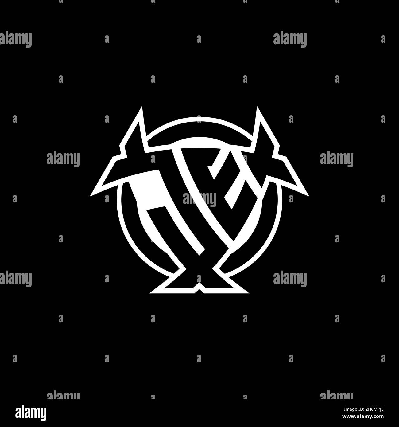 JE Monogram logo letter with triangle shield and circle shape style ...