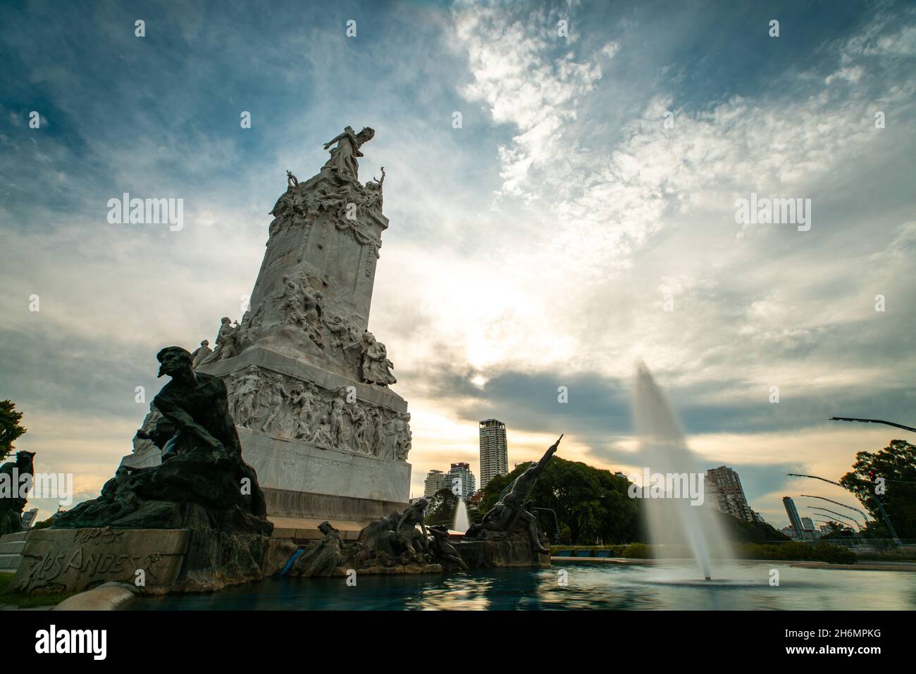 Low angle view of Monumento a La Carta Magna y las Cuatro Regiones Argentinas Stock Photo