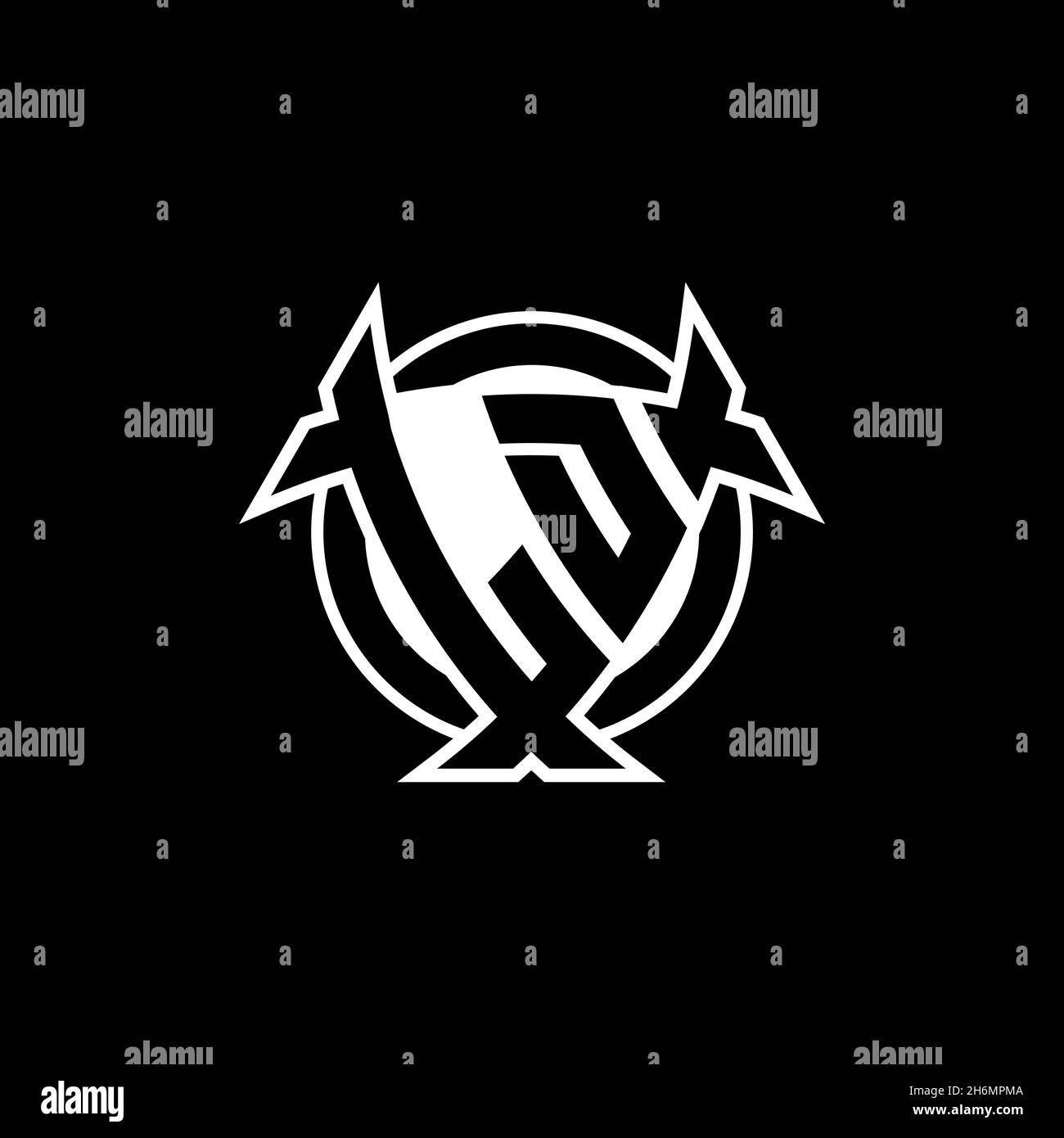 LD Monogram logo letter with triangle shield and circle shape style ...