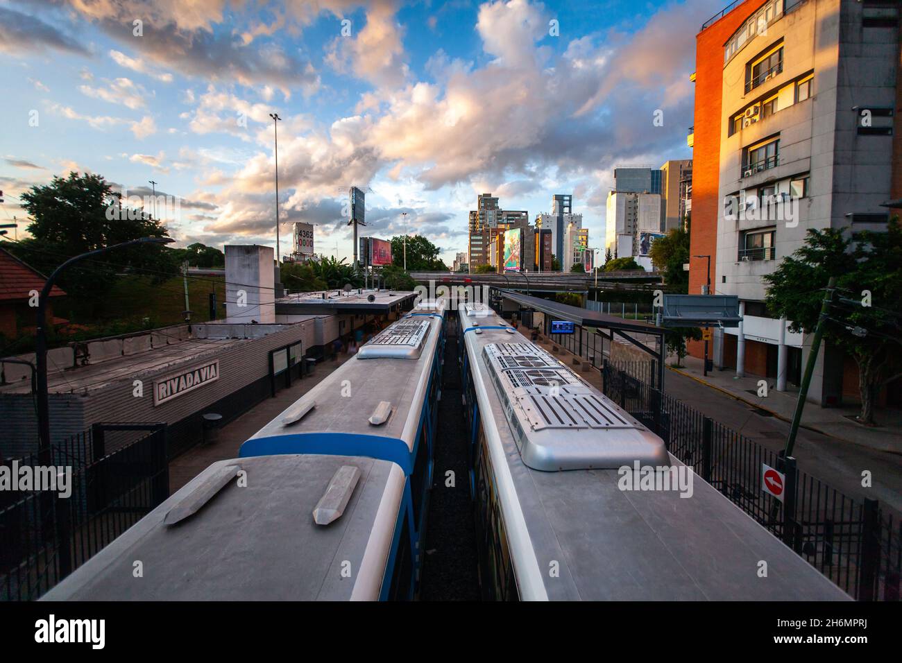 View of train at Comodoro Rivadavia Railway station Stock Photo