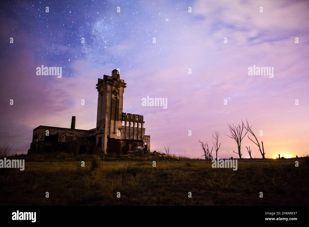 View of abandoned Matadero Municipal slaughterhouse at Villa Epecuen Stock Photo