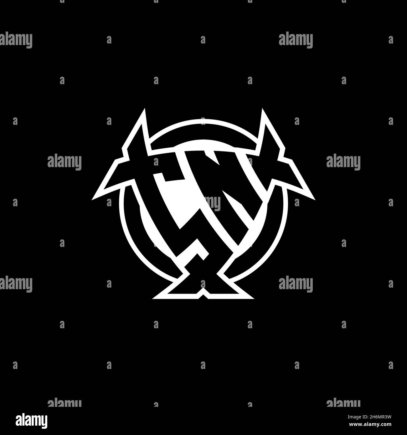 SN Monogram logo letter with triangle shield and circle shape style ...
