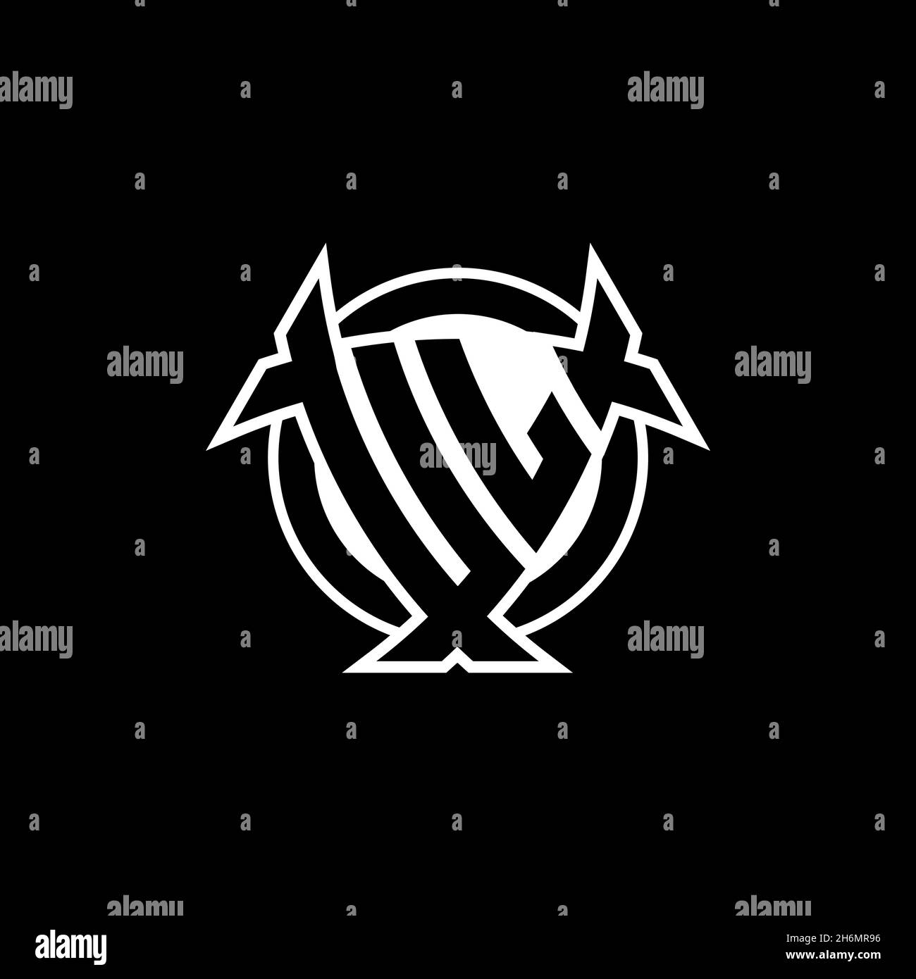 UL Monogram logo letter with triangle shield and circle shape style ...