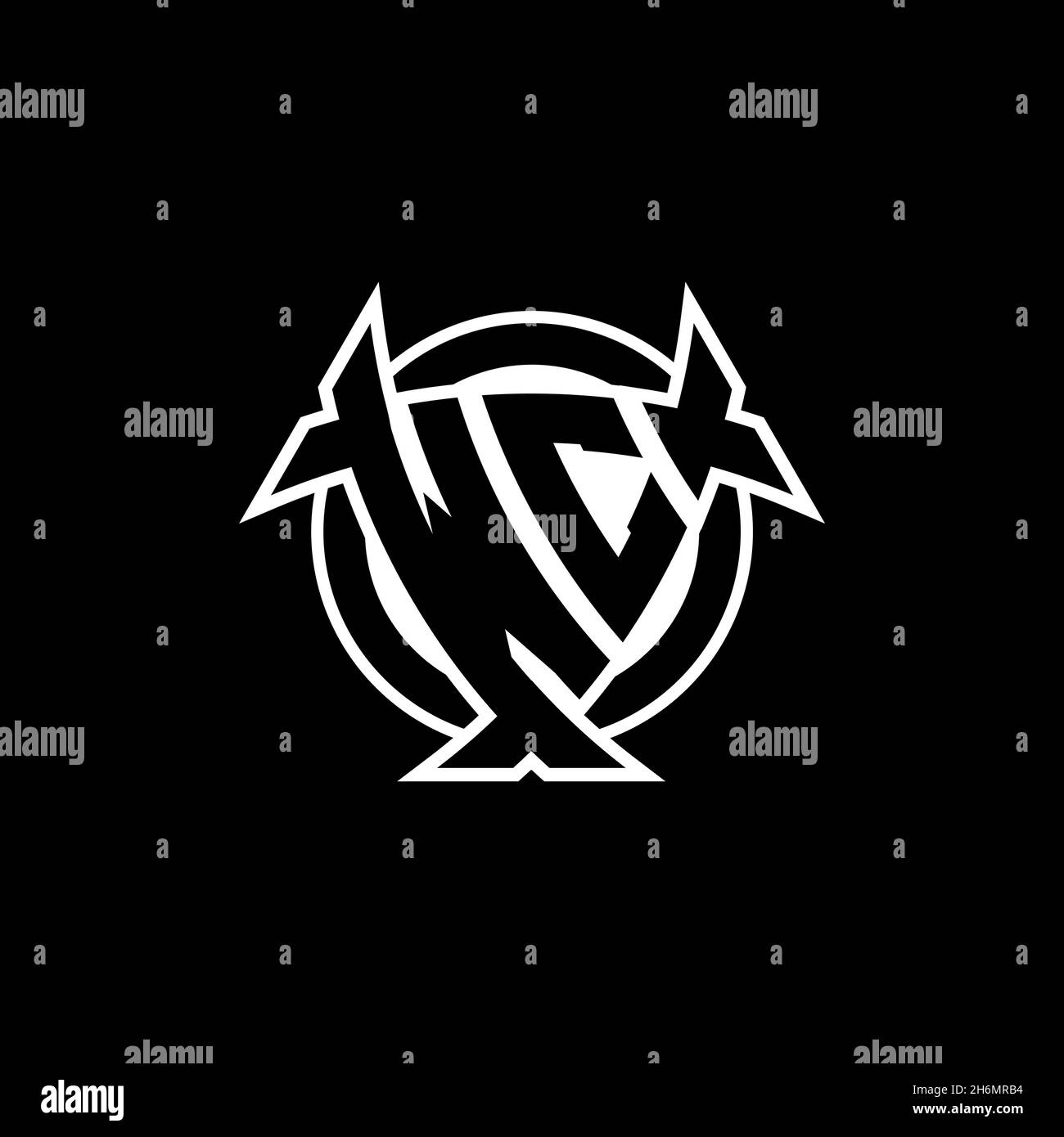 WC Monogram logo letter with triangle shield and circle shape style ...