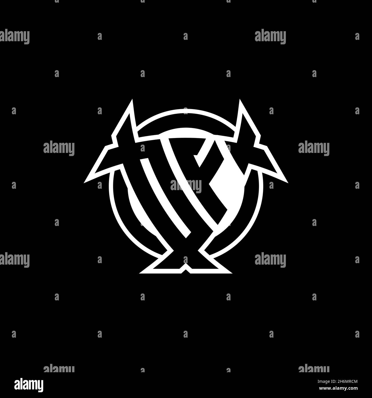 OF Monogram logo letter with triangle shield and circle shape style ...