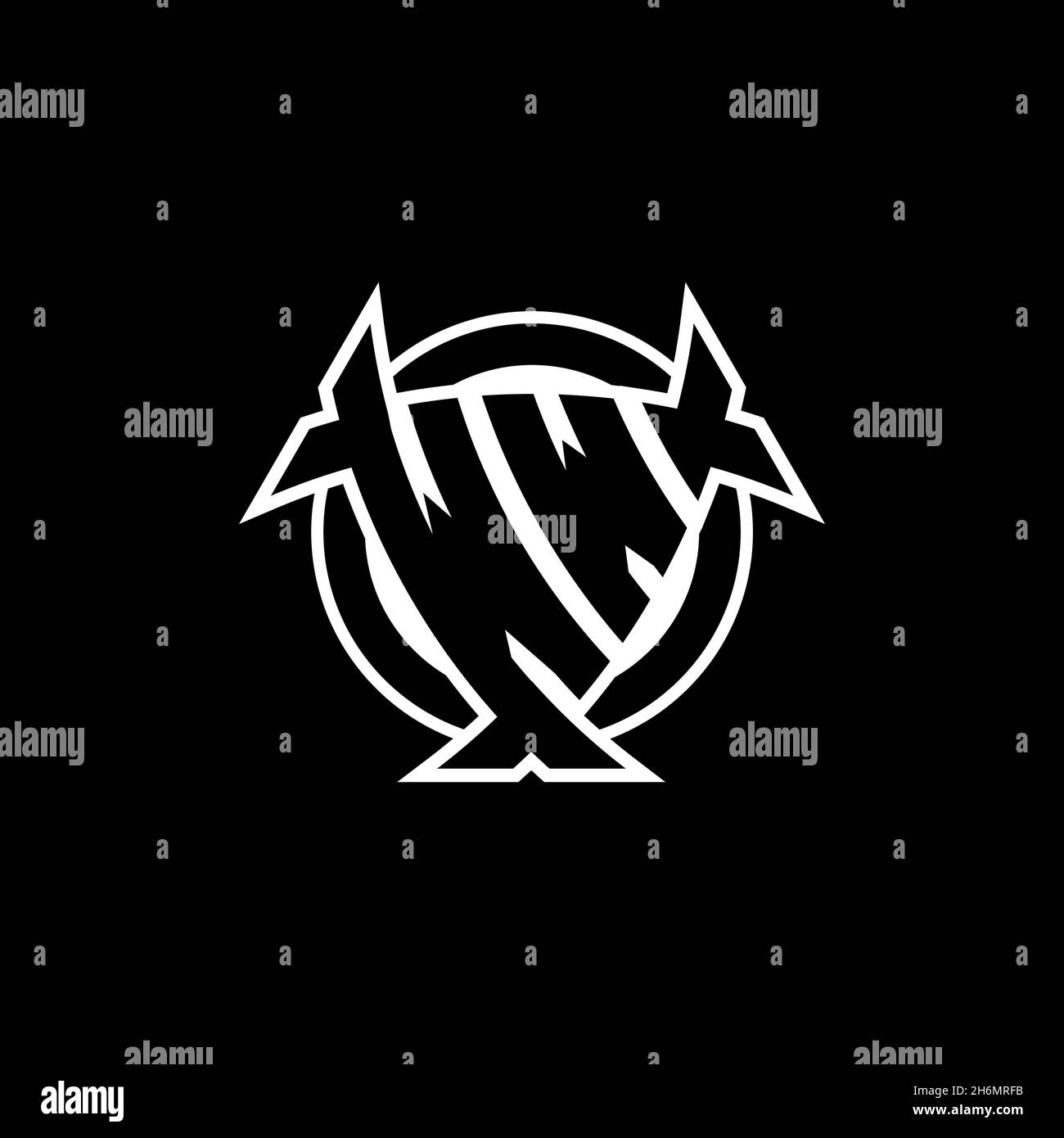 WW Monogram logo letter with triangle shield and circle shape style ...