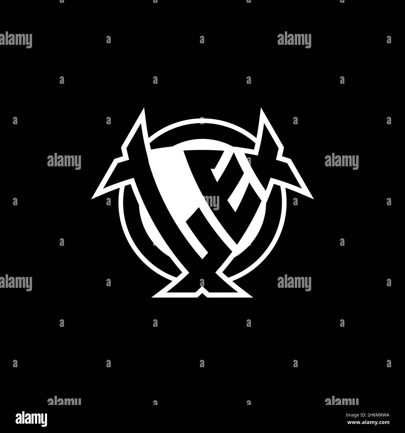 LE Monogram logo letter with triangle shield and circle shape style ...
