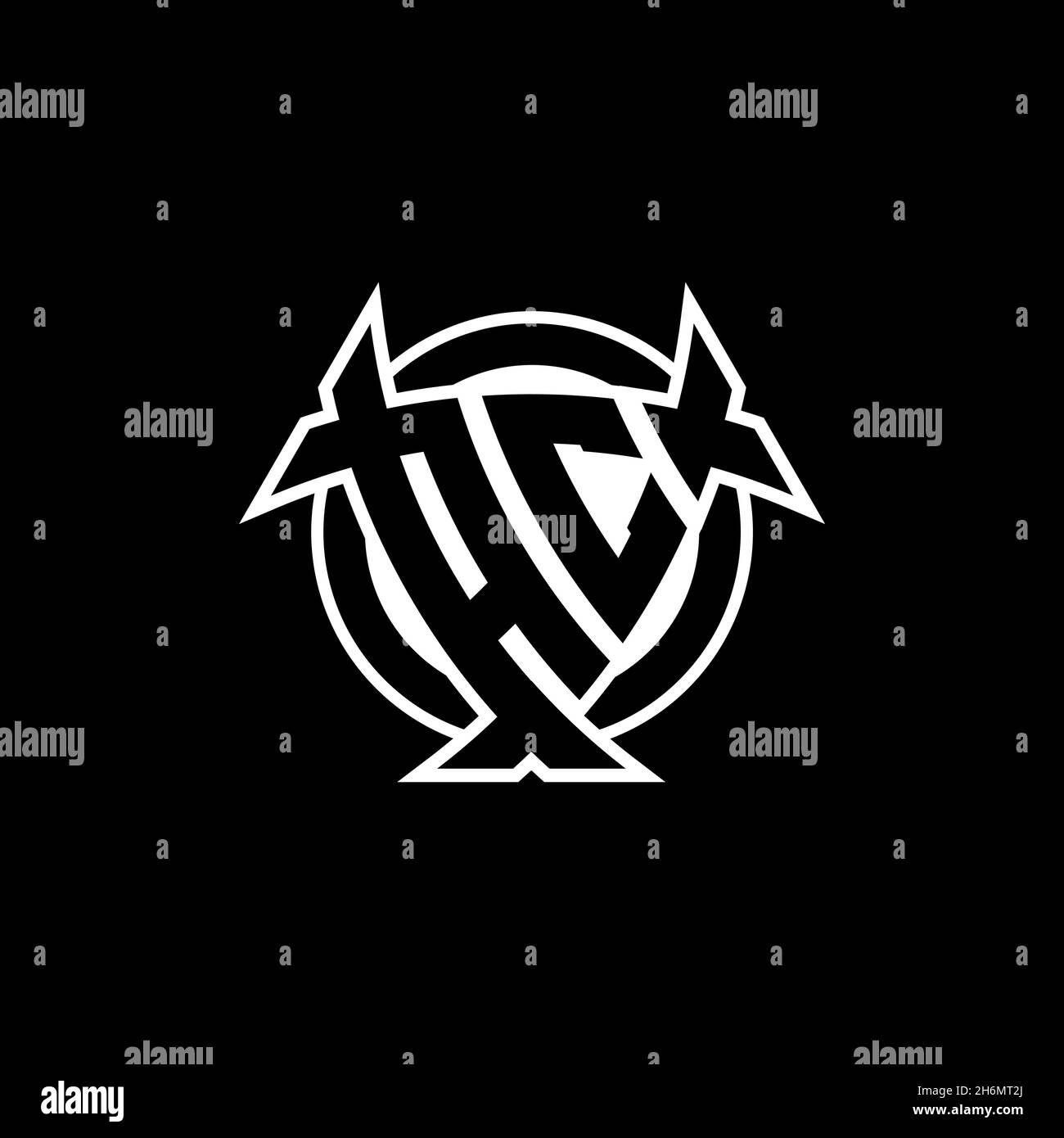 AC Monogram logo letter with triangle shield and circle shape style design on isolated