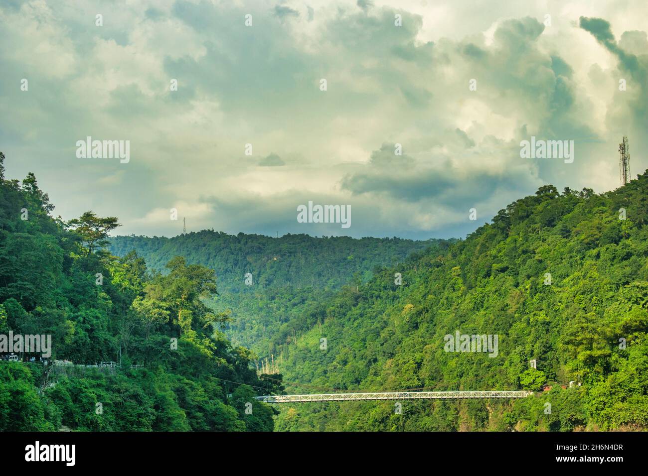 Khasi Hills is a low mountain formation on the Shillong Plateau in Meghalaya state of India Stock Photo