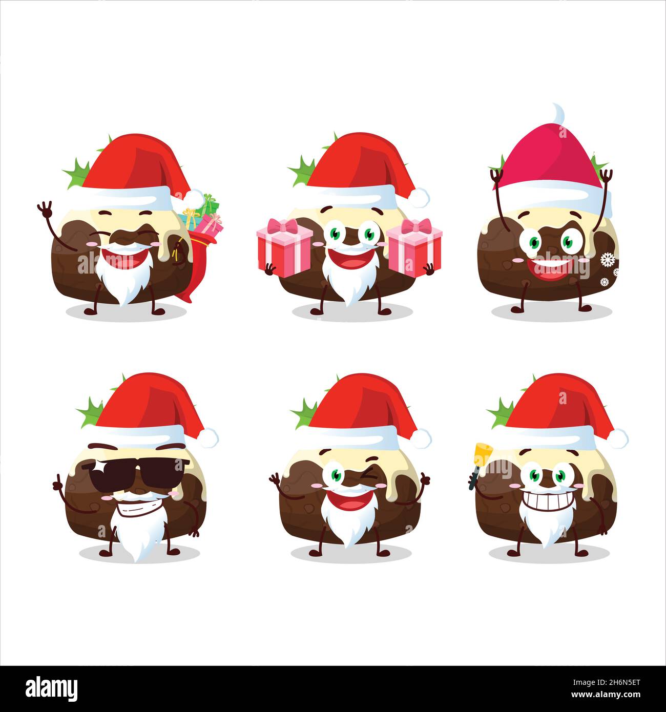 Santa Claus emoticons with pudding cake christmas cartoon character