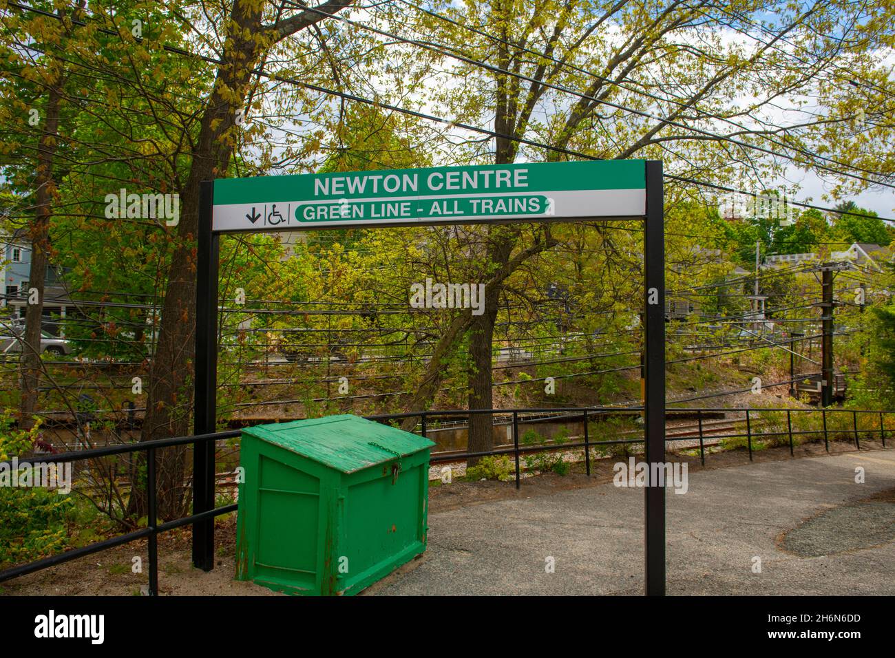 Boston Metro MBTA Newton Centre station at Piccadilly Square in Newton