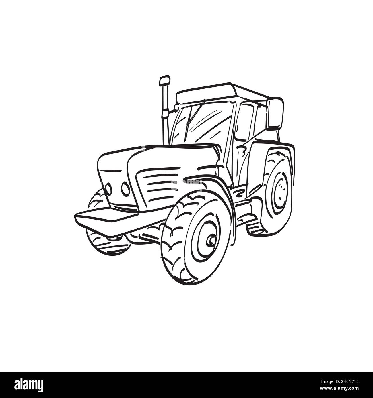 tractor illustration vector isolated on white background line art. Stock Vector