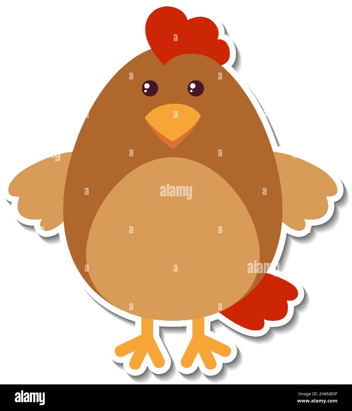 Chubby chicken animal cartoon sticker illustration Stock Vector Image