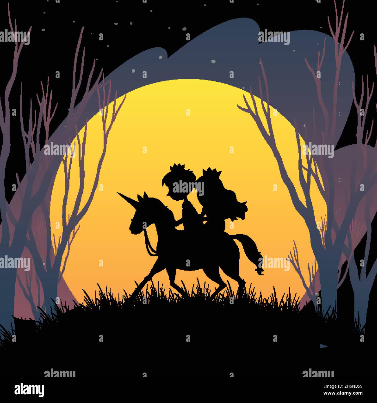 Halloween night background with illustration Stock Vector Image & Art ...