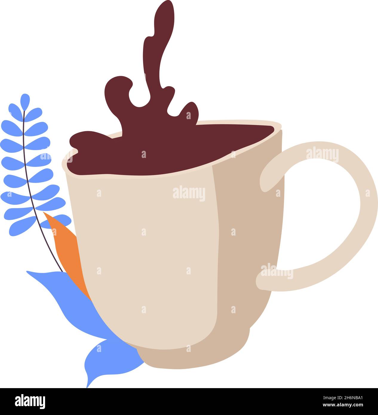 Coffee poured in ceramic cup, cafe or restaurant Stock Vector
