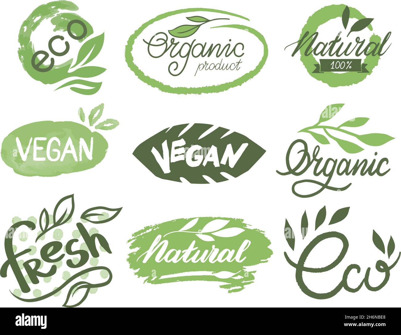 Eco and natural products labels and emblems vector Stock Vector Image ...