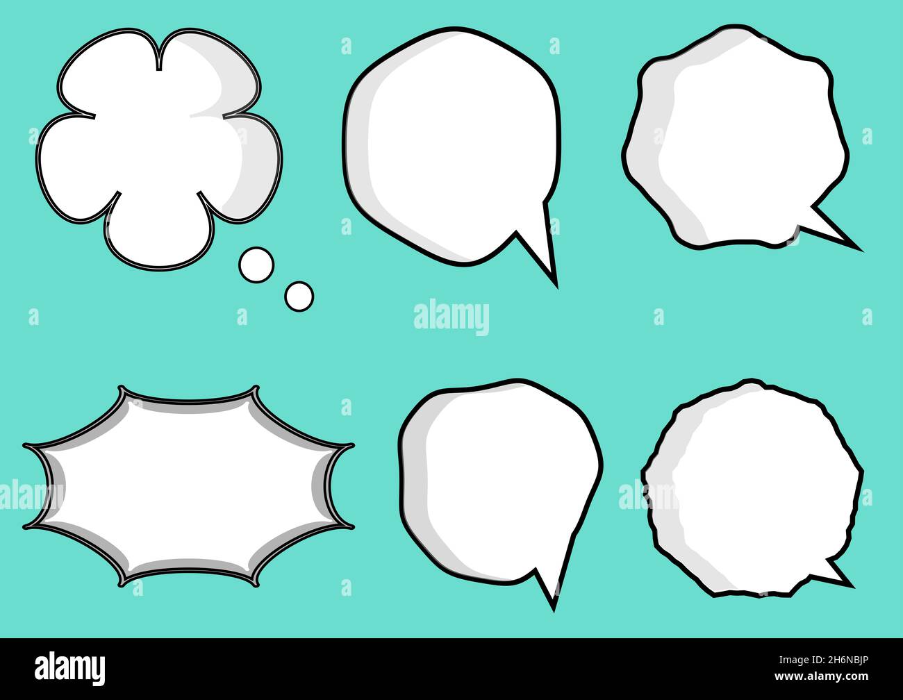 Collection of blank white speech bubbles, text box, frame talk, chat box,  speak balloon, thinking balloons, border frame, thought bubble on green  back Stock Photo - Alamy