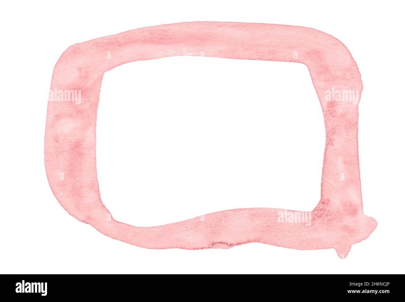 Matte pink watercolor frame - abstract rectangular background for design. Stock Photo