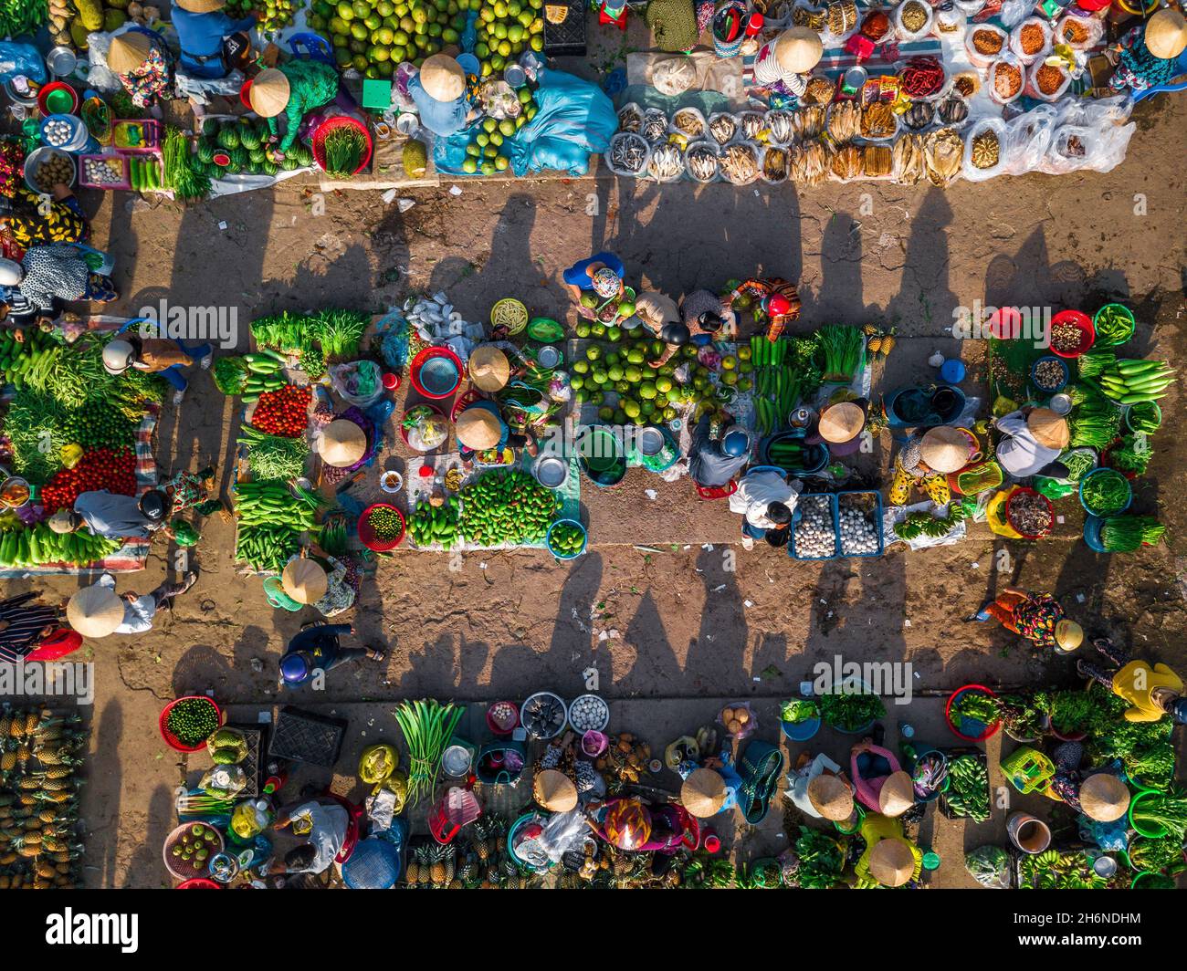 Vi Thanh Market is the largest and most special outdoor agricultural market in Vietnam Stock Photo